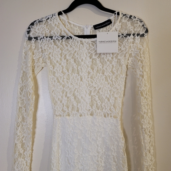 naked wardrobe Dresses & Skirts - NEW NAKED WARDROBE white long bodycon dress